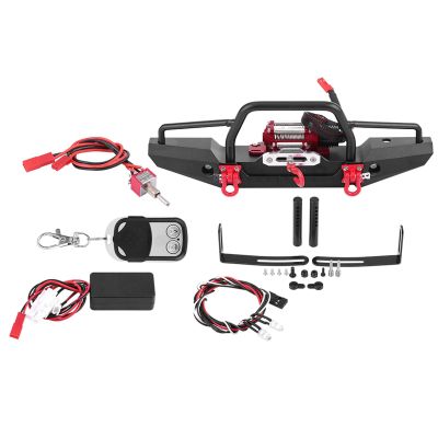 HERCHR Metal Front Bumper with LED Light RC Winch Aluminum Bumper Mount Mount with LED Light Remote Controller Receiver for Traxas TRX4 RC Car Crawler Upgrade Part