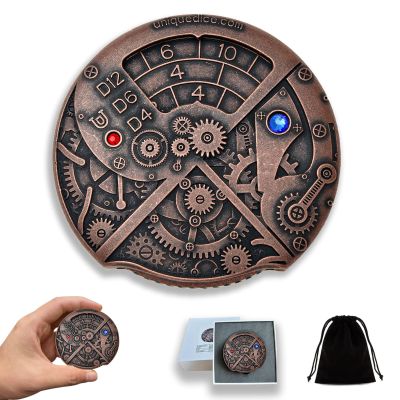 UD Unique Roulette Dice Mechanical Dice Spinner DND Steampunk Metal Dragons D and D Dice Set with TRPG DND Dice 7-in-1 Spinner Metal D&D Dice Set Role Playing Games Players DM Game Masters