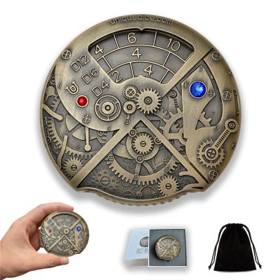 UD Unique Roulette Dice Mechanical Dice Spinner DND Steampunk Metal Dragons D and D Dice Set with TRPG DND Dice 7-in-1 Spinner Metal D&D Dice Set Role Playing Games Players DM Game Masters