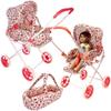 Baby Doll Stroller Play Set, 3-in-1 Babydoll Stroller with Removable Bassinet Baby Carriage for Dolls Toy Doll Stroller for Toddlers 3-4 Years, (Floral) view 1