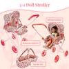 Baby Doll Stroller Play Set, 3-in-1 Babydoll Stroller with Removable Bassinet Baby Carriage for Dolls Toy Doll Stroller for Toddlers 3-4 Years, (Floral) view 2