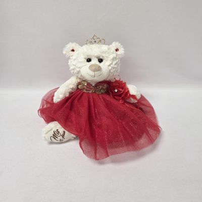 KINNEX COLLECTIONS SINCE 1997 Petite Quinceaera Teddy Bear with Dress Decorative Accent Keepsake for 15 Aos, OSO Quinceaera Decorativo B09631-14G (Red/G)
