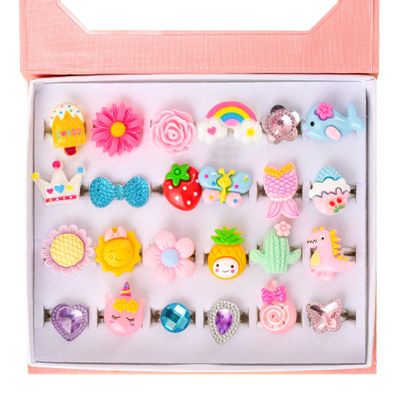 nutty toys Little Girl Jewel Rings, 24 Adjustable Kids' Dress Up Pretend Play Jewelry Set, Best Birthday & Top Valentine's Day Gift 2026, Unique Easter Present for Girls Ages 5 6 7 8 9 10 11 Year Old