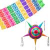 Mexican Party Banners (5 Pack - 10 Plastic Flag Designs per banner) + Mexican Piata (Large 32 Inches) - Papel Picado Banner - Large Pinata view 1
