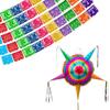 Mexican Party Banners (5 Pack - 10 Plastic Flag Designs per banner) + Mexican Piata (Large 32 Inches) - Papel Picado Banner - Large Pinata view 1