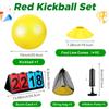 Jenaai 18 Pcs Sports Kickball Set Includes Playground Ball 5 Rubber Throw Down Bases Ball Pump Scoreboard Net Bag 10 Foul Line Cones for Adults Playground Backyard Game(10 Inch,Yellow) view 3