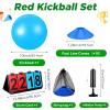 Jenaai 18 Pcs Sports Kickball Set Includes Playground Ball 5 Rubber Throw Down Bases Ball Pump Scoreboard Net Bag 10 Foul Line Cones for Adults Playground Backyard Game(10 Inch,Blue) view 2