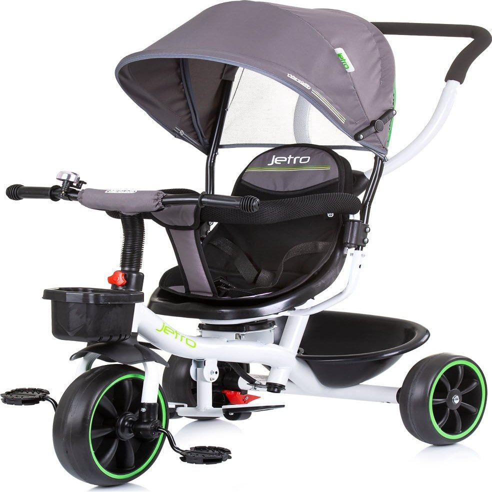 Chipolino Jetro 3-in-1 Tricycle, Swivel Seat, Parental Handlebar and Seat Belt, Light Grey