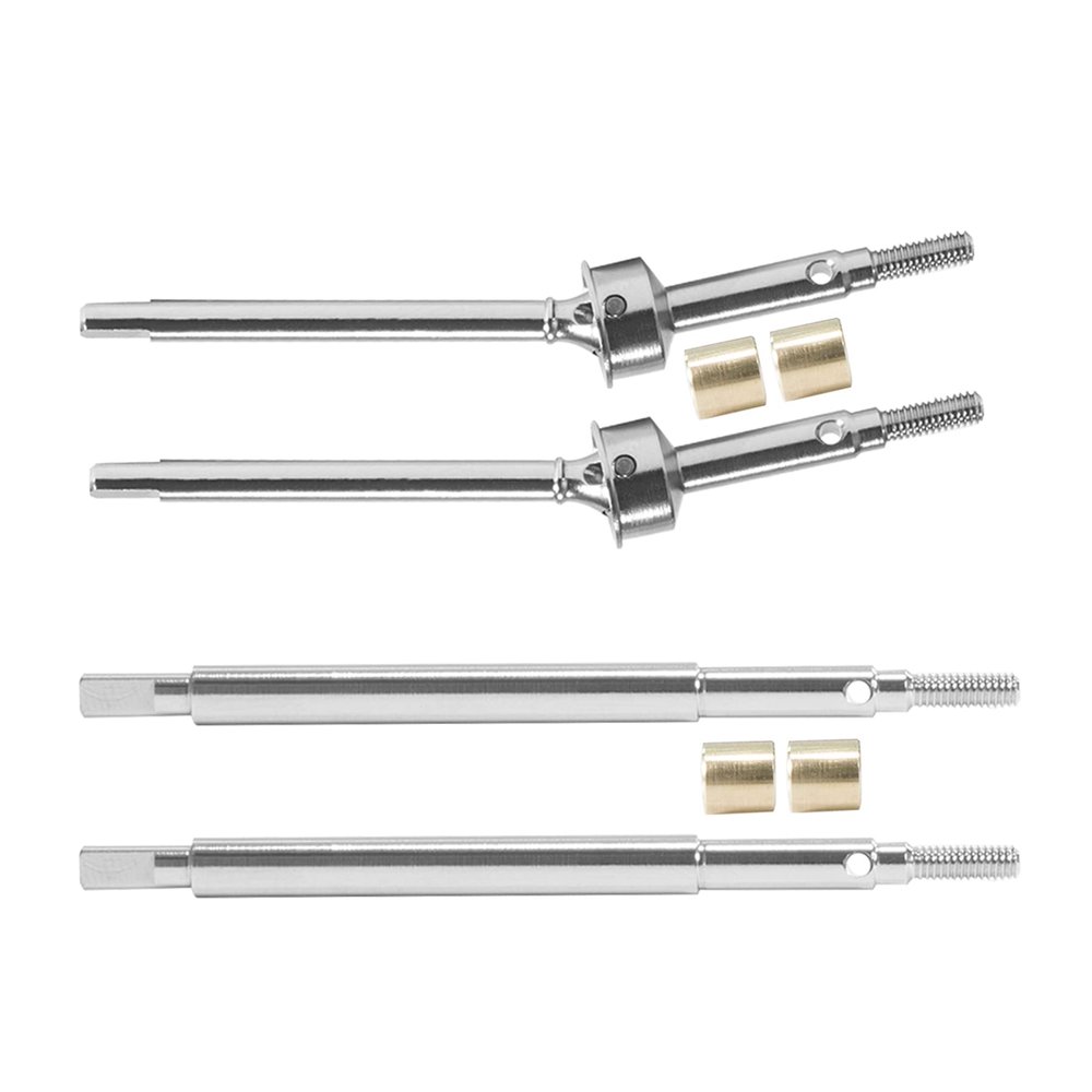 4Pcs TRX4M Upgrades Stainless Steel +5mm Extended CVD Drive Alxe Driveshaft with +2mm Thread Drive Shaft for 1/18 RC Crawler(Silver)
