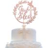 1 PCS God Bless Cake Topper with Dove Glitter Cross First Holy Communion Cake Pick for Celebration Christening Religious Baptism Baby Shower Birthday Party Cake Decorations Supplies Rose Gold view 1