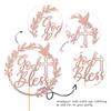 1 PCS God Bless Cake Topper with Dove Glitter Cross First Holy Communion Cake Pick for Celebration Christening Religious Baptism Baby Shower Birthday Party Cake Decorations Supplies Rose Gold view 3
