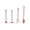 4Pcs Dollhouse Farming Tools, 1:12 Scale Miniature Rusty Metal Shovel Hoe and Pitchfork Kit Dolls House Furniture Accessories for Garden Landscape view 1