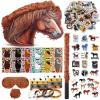Jenaai 90 Pcs 16x12x3'' Horse Piata for Birthday Party Horse Party Favors Toys Bat Stick Blindfold Confetti Miniature Figurine Silicone Bracelet Make Your Own Stickers for Birthday Supplies view 1