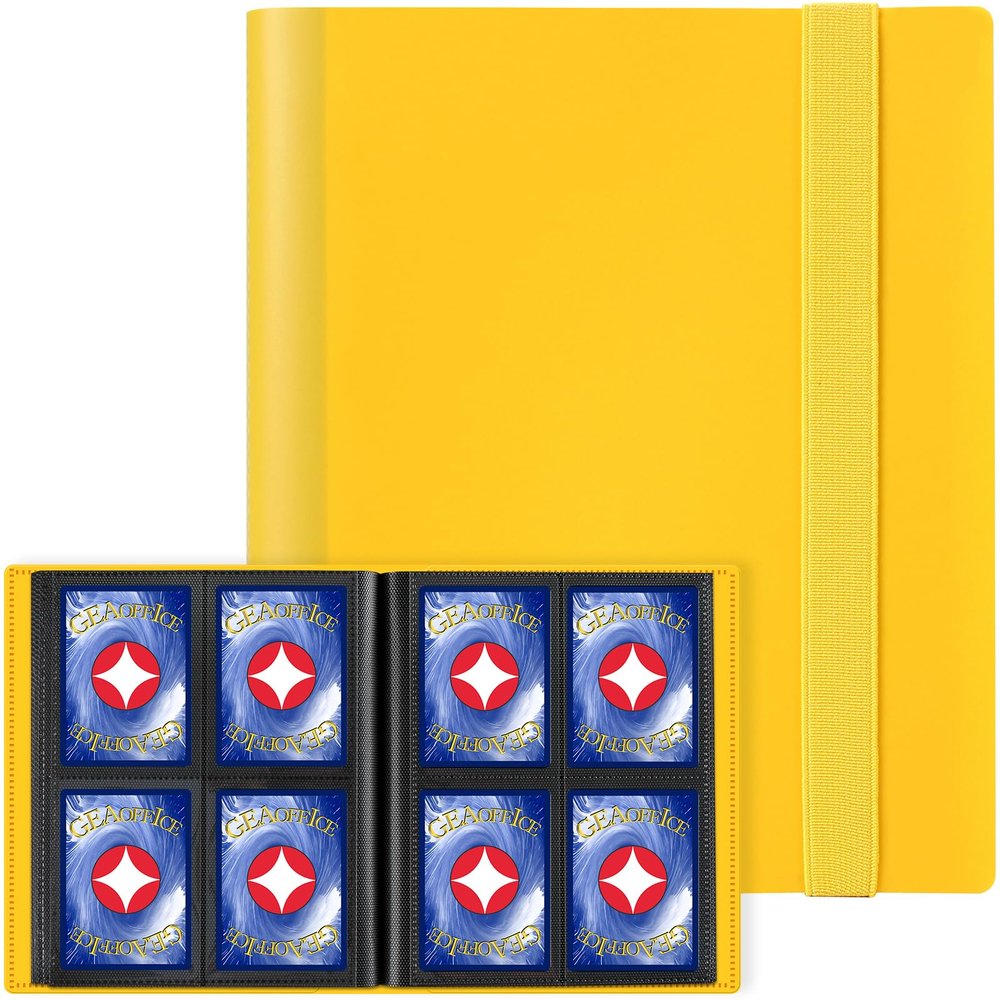 GEAoffice Card Binder - 4 Pocket Trading Card Collection Album Folder - 160 Side Loading Pocket Binder for TCG, MTG, Sports&Game Cards - Gifts for Card Collectors (Yellow)