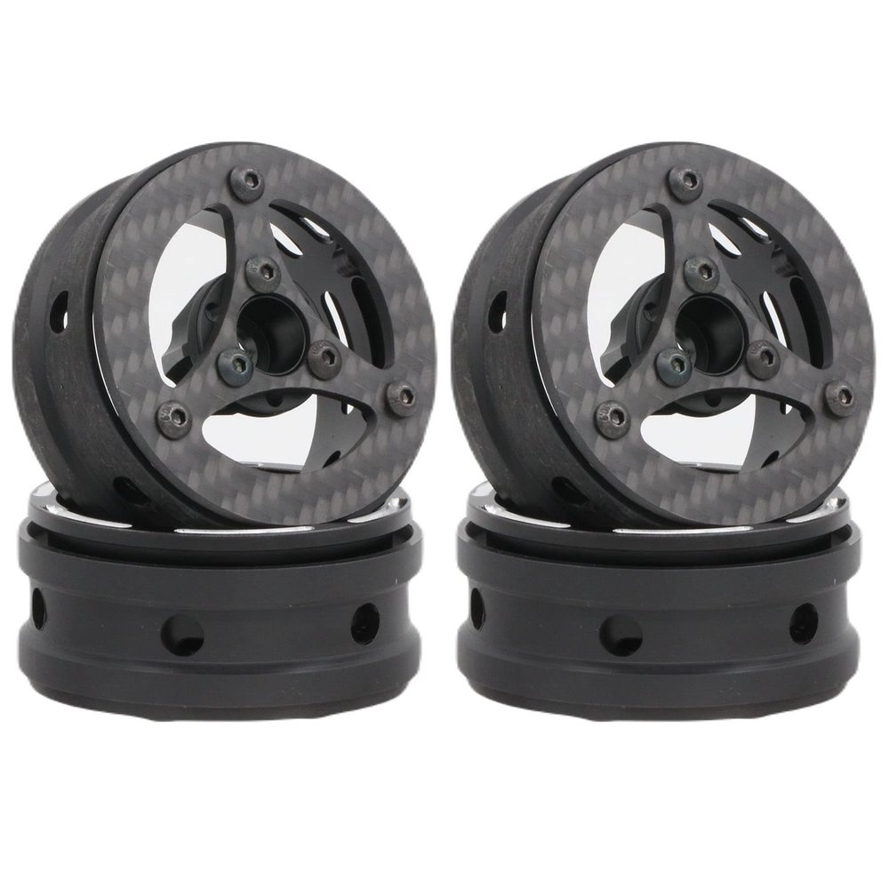 4pcs 1.9 Inch Carbon Fiber Wheels Rims Hub for 1/10 RC Crawler TRX4 TRX6 Axial SCX10 III TF2 Gmade R1 Element Enduro 1.9S DIY Car Wheel (4pcs C Wheel Rims)