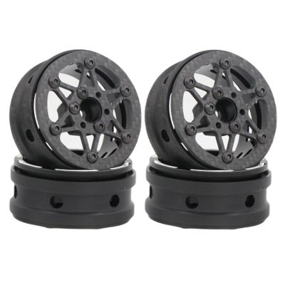 4pcs 1.9 Inch Carbon Fiber Wheels Rims Hub for 1/10 RC Crawler TRX4 TRX6 Axial SCX10 III TF2 Gmade R1 Element Enduro 1.9S DIY Car Wheel (4pcs A Wheel Rims)