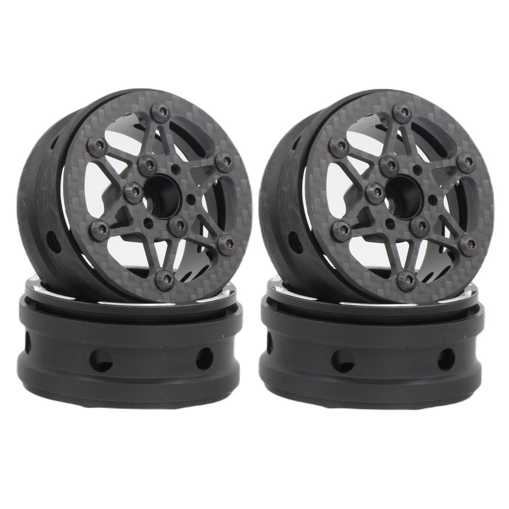 4pcs 1.9 Inch Carbon Fiber Wheels Rims Hub for 1/10 RC Crawler TRX4 TRX6 Axial SCX10 III TF2 Gmade R1 Element Enduro 1.9S DIY Car Wheel (4pcs A Wheel Rims)