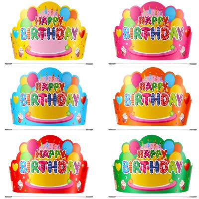 Yunsailing 36 Pcs Happy Birthday Crowns for Kids Paper Birthday Hat Crowns for Classroom Gifts Kids' Party(Colorful)