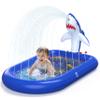QPAU Splash Pads for Toddlers 1-3, Dark Blue Shark Splash Pad for Kids, Outdoor Play Mat for Babies, Inflatable Sprinkler Pool for Birthday Girl Gifts 1 Year Old Girl view 1