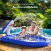 QPAU Splash Pads for Toddlers 1-3, Dark Blue Shark Splash Pad for Kids, Outdoor Play Mat for Babies, Inflatable Sprinkler Pool for Birthday Girl Gifts 1 Year Old Girl view 2