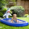QPAU Splash Pads for Toddlers 1-3, Dark Blue Shark Splash Pad for Kids, Outdoor Play Mat for Babies, Inflatable Sprinkler Pool for Birthday Girl Gifts 1 Year Old Girl view 3