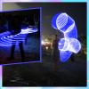 8 Pack 36 Inch LED Light up Hoop Glowing Lights Fitness Exercise Hoops Festival 10 Color Changing Exercise Glowing Hoop for Halloween Party Favors Dance Dark Fitness(Blue) view 2