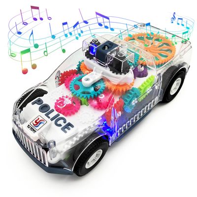 Tipmant Baby Toddler Police Car Electric Vehicle Toy Auto Driving, Transparent Gears, Music, Luminous Lights, Kids Gifts