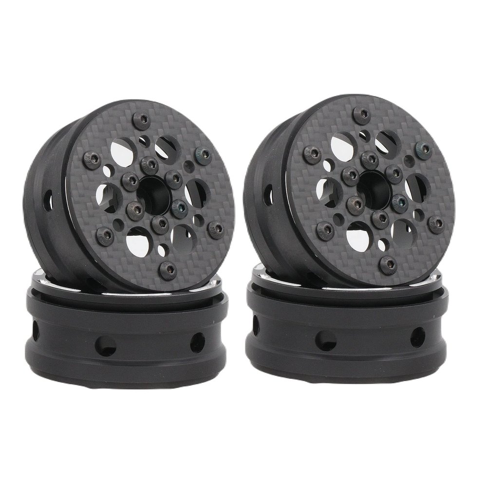 4pcs 1.9 Inch Carbon Fiber Wheels Rims Hub for 1/10 RC Crawler TRX4 TRX6 Axial SCX10 III TF2 Gmade R1 Element Enduro 1.9S DIY Car Wheel (4pcs D Wheel Rims)