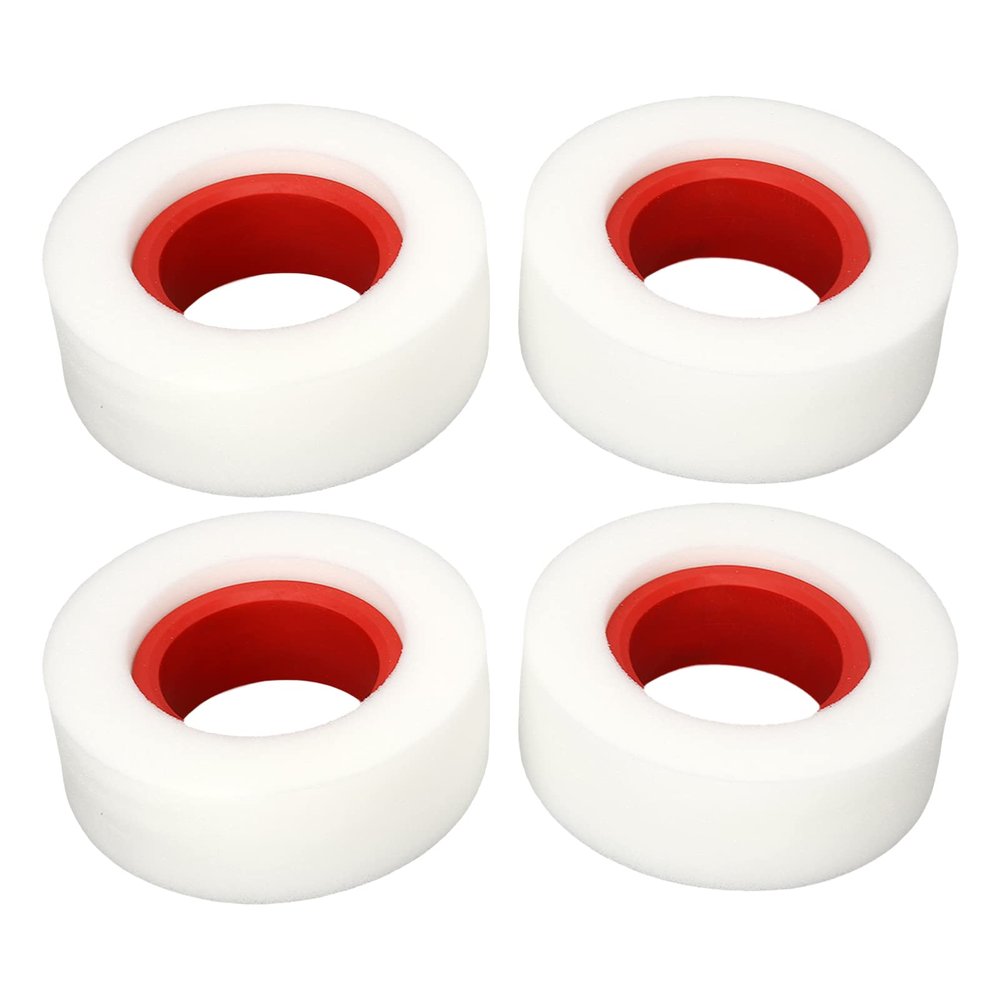 banapoy 4 Pcs Dual Stage Soft Rubber Inner, 2.2 Inches RC Crawler Tire Foam Inserts, 130mm RC Wheel Tire Foam, Rock Crawler Wheel Tires for Most 1/10 1/8 Climbing Cars, SCX10 (Red)
