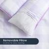 Wake In Cloud - Toddler Nap Mat with Pillow and Blanket, for Kids Boys Girls Ages 3 Plus in Kindergarten Daycare Preschool, Roll Up Sleeping Bag, Gingham Plaid Grid, Purple White, Standard view 4