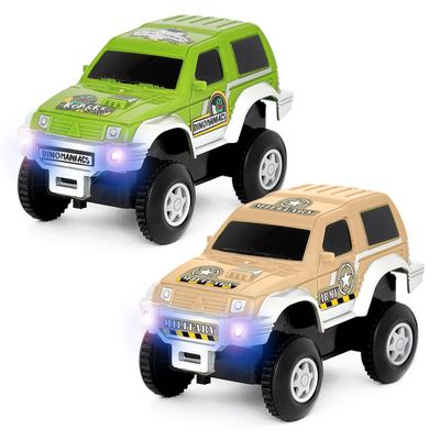 JITTERYGIT Replacement Cars for Tracks - Extra Race Car Accessories for Dinosaur Race Track & Train Toy Gift - Compatible with Most Tracks for Kids Boys and Girls (2 Jeeps Pack)