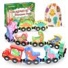 Zeoddler Toys for Toddlers, 11 Magnetic Wooden Dinosaur Train Set, Montessori Toys for Toddlers, Preschool Educational Material for Kids, Birthday Gifts for Boys, Girls view 1