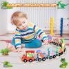 Zeoddler Toys for Toddlers, 11 Magnetic Wooden Dinosaur Train Set, Montessori Toys for Toddlers, Preschool Educational Material for Kids, Birthday Gifts for Boys, Girls view 2