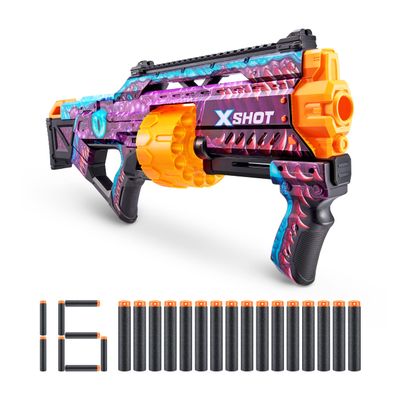 XSHOT Skins Last Stand Dart Blaster - Enigma Skin by ZURU with 16 Darts, Slam Fire Action, Air Pocket Dart Technology, Toy Foam Blaster for Kids, Teens and Adults