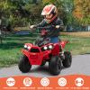 HONEY JOY 12V Ride On ATV, Battery Powered Electric Vehicle for Kids with Tread Tires, Forward/Backward, Horn, Music, Lights, High/Low Speed, 4 Wheeler Ride On Quad, Gift for Boys Girls (Red) view 2