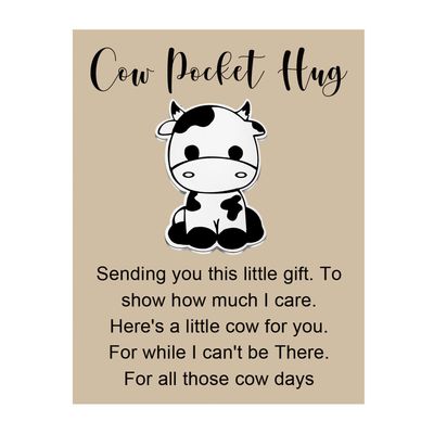 BLEOUK Cow Pocket Hug Thinking Of You Token Thinking Of You Gift Little Pocket Hug Long Distance Lover Gift (Cow Pocket Hug)