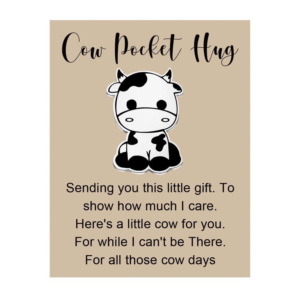 BLEOUK Cow Pocket Hug Thinking Of You Token Thinking Of You Gift Little Pocket Hug Long Distance Lover Gift (Cow Pocket Hug)