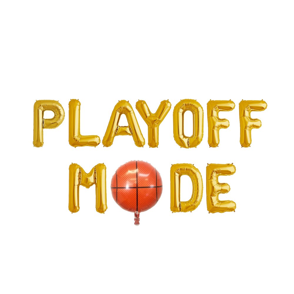 100% LIKED-Playoff Mode Basketball Game Watch Party Banner, Playoff Final Gmae Birthday Party Decorations, Basketball Watch Game Party Balloons, Basketball Theme Party Decorations Banner (GOLD)