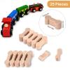 25 Pcs Wood Dog Bone Track Adapter, Train Track Pieces for Teens, Compatible with All Wooden Train Track Sets view 2