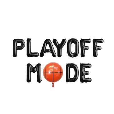 100% LIKED-Playoff Mode Basketball Game Watch Party Banner, Playoff Final Gmae Birthday Party Decorations, Basketball Watch Game Party Balloons, Basketball Theme Party Decorations Banner (BLACK)