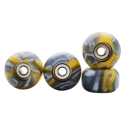 RACOFSB Fingerboard Wheels with Bearing CNC Lathed Swirl Color New Material (Yellow mix)
