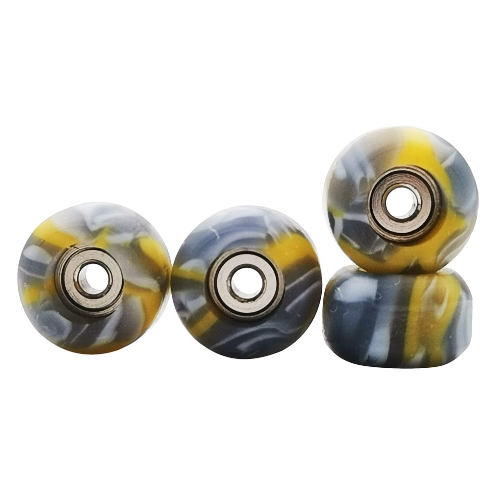 RACOFSB Fingerboard Wheels with Bearing CNC Lathed Swirl Color New Material (Yellow mix)