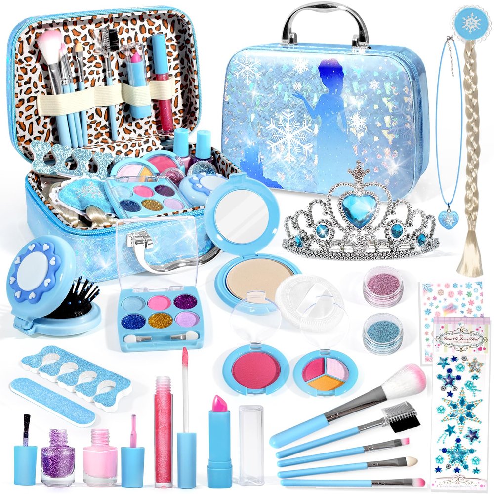 INNOCHEER Kids Makeup Kit for Girl Toys, Frozen Makeup Set for Girls, Real Washable Makeup Kit for Girls, Birthday Christmas Princess Gifts for Girls Kids Toddlers Age 3 4 5 6 7 8 9 10 11 12 Year Old