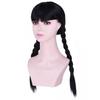 PATTNIUM Girls Kids Black Wig Long Straight Black Braided Wig with Bangs Child Cosplay Synthetic Wig with Wig Cap view 3