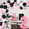 90Pcs Pink Racing Car 2nd Birthday Party Decorations for Girls, TWO FAST CURIOUS 2 Foil Balloons with Pink Black Checkerboard Grid Balloon Garland Kit for Girls 2 Years Old Birthday Decoration view 2