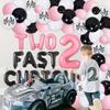 90Pcs Pink Racing Car 2nd Birthday Party Decorations for Girls, TWO FAST CURIOUS 2 Foil Balloons with Pink Black Checkerboard Grid Balloon Garland Kit for Girls 2 Years Old Birthday Decoration view 4