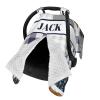 Personalized Baby Car Seat Canopy for Babies, Custom Name Car Seat Covers for Boys and Girls, Opening Minky Nursing Breastfeeding Cover for Infant, Carseat Canopies for Newborn (High Land Cow Blue) view 2