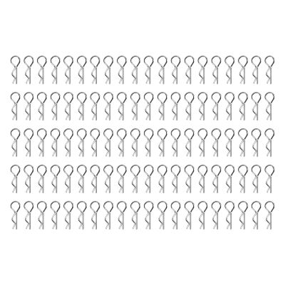 100pcs RC Body Clips Iron RC Car Clips, RC Car Parts Body Shell Clips Pin, R Type Body Shell Clips Pin for 1/10 1/12 1/16 RC Car Metal Body Clips Pin