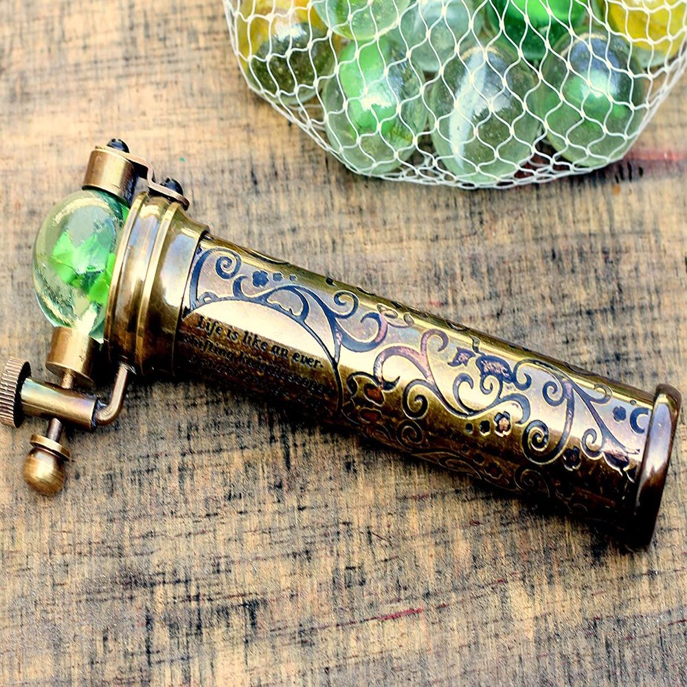 Antique Brass Kaleidoscope with Marble Eyepiece  Victorian Handcrafted Collectible | Premium Gift for Art Lovers & Adults | Vintage Home Dcor by Art Gift Dcor