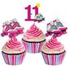 18pcs Happy 11th Birthday Roller Skating Cupcake Toppers - Girl's Roller Skating Happy Birthday Party Cupcake Toppers Decorations - 80's 90s Roller Skating Hip Hop party Favors view 1